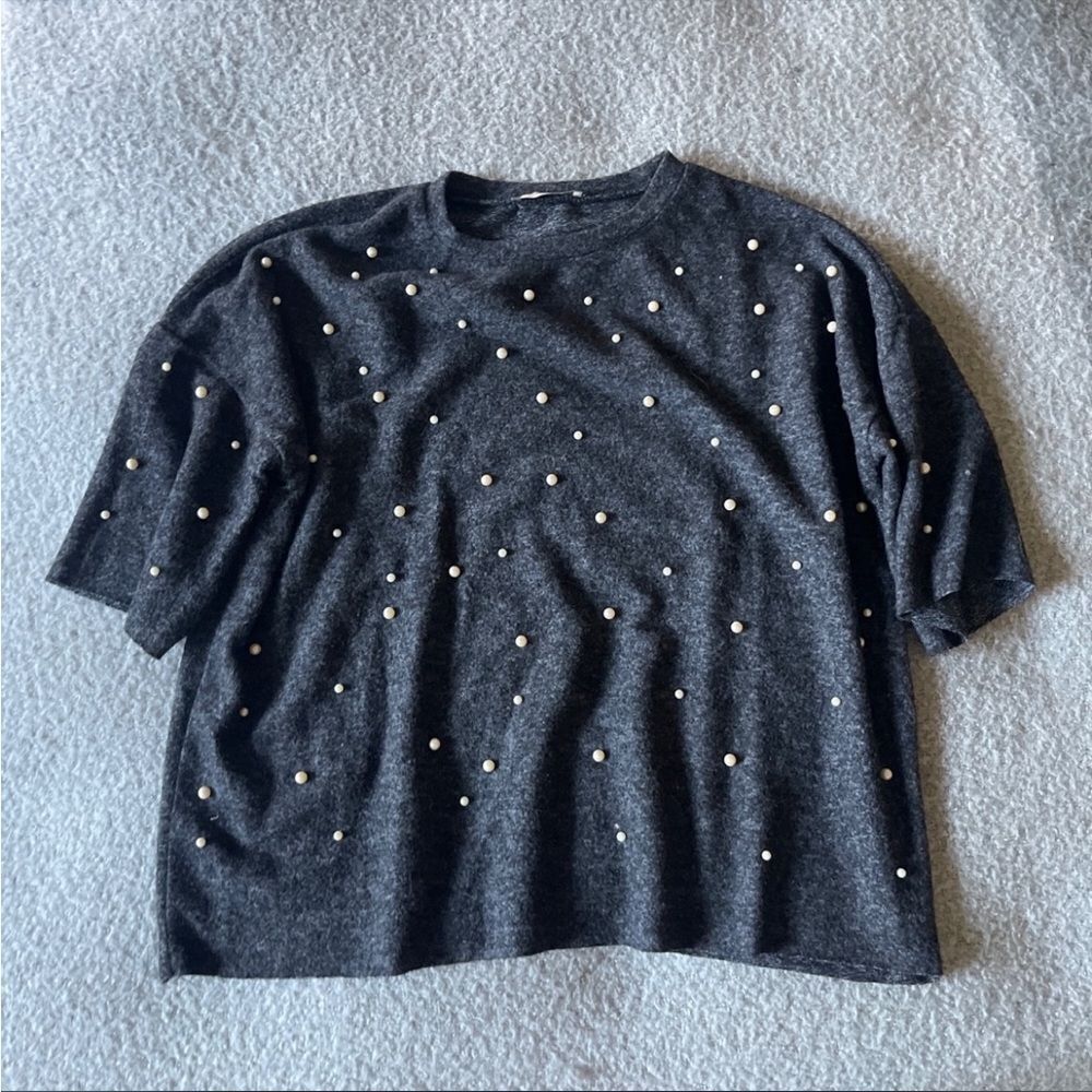 Zara grey pearl tee small